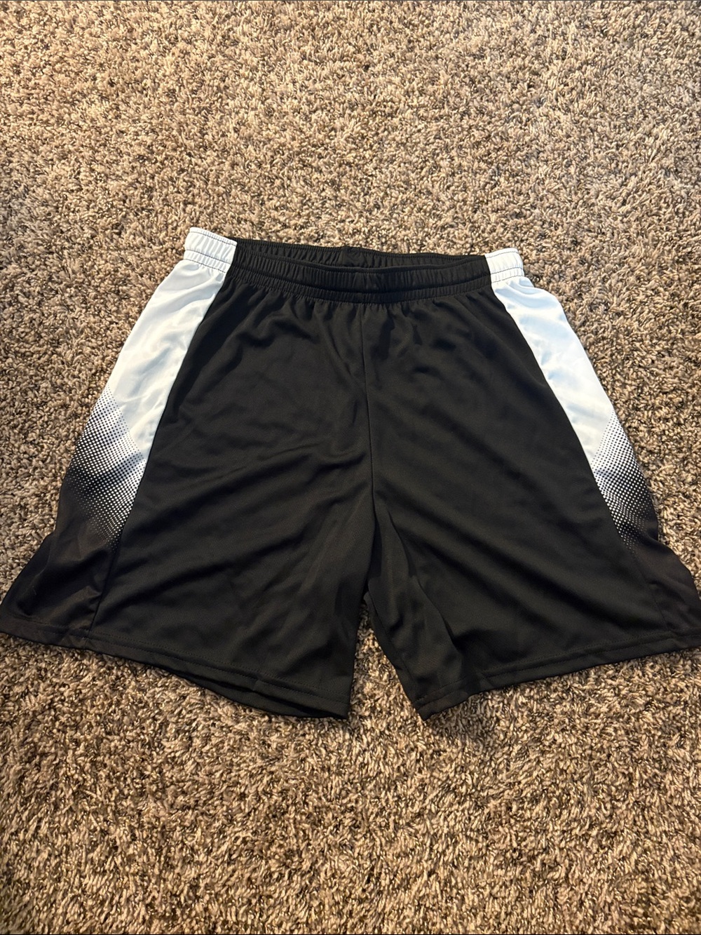 Men's Black Athletic Shorts with White Gradient Side Panels